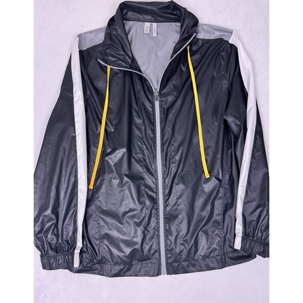 Zella Black White Gray Full Zip Lightweight Windbreaker Jacket Women’s Size XL